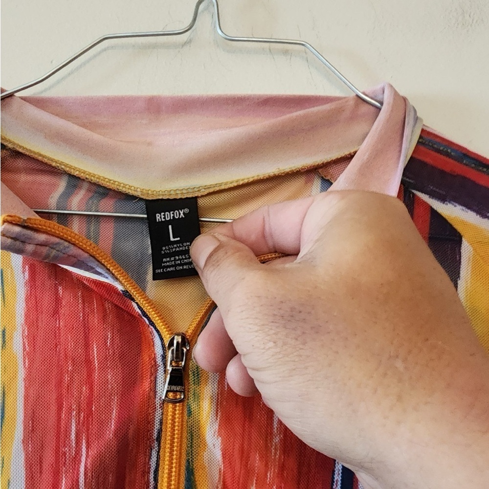 Redfox long sleeve sheer cropped top shirt size juniors large - Picture 3 of 3